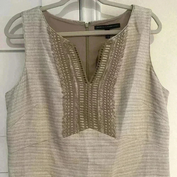 White House Black Market Tan Cream Linen blend Sheath Dress- Size 14- NWOT - Picture 3 of 6